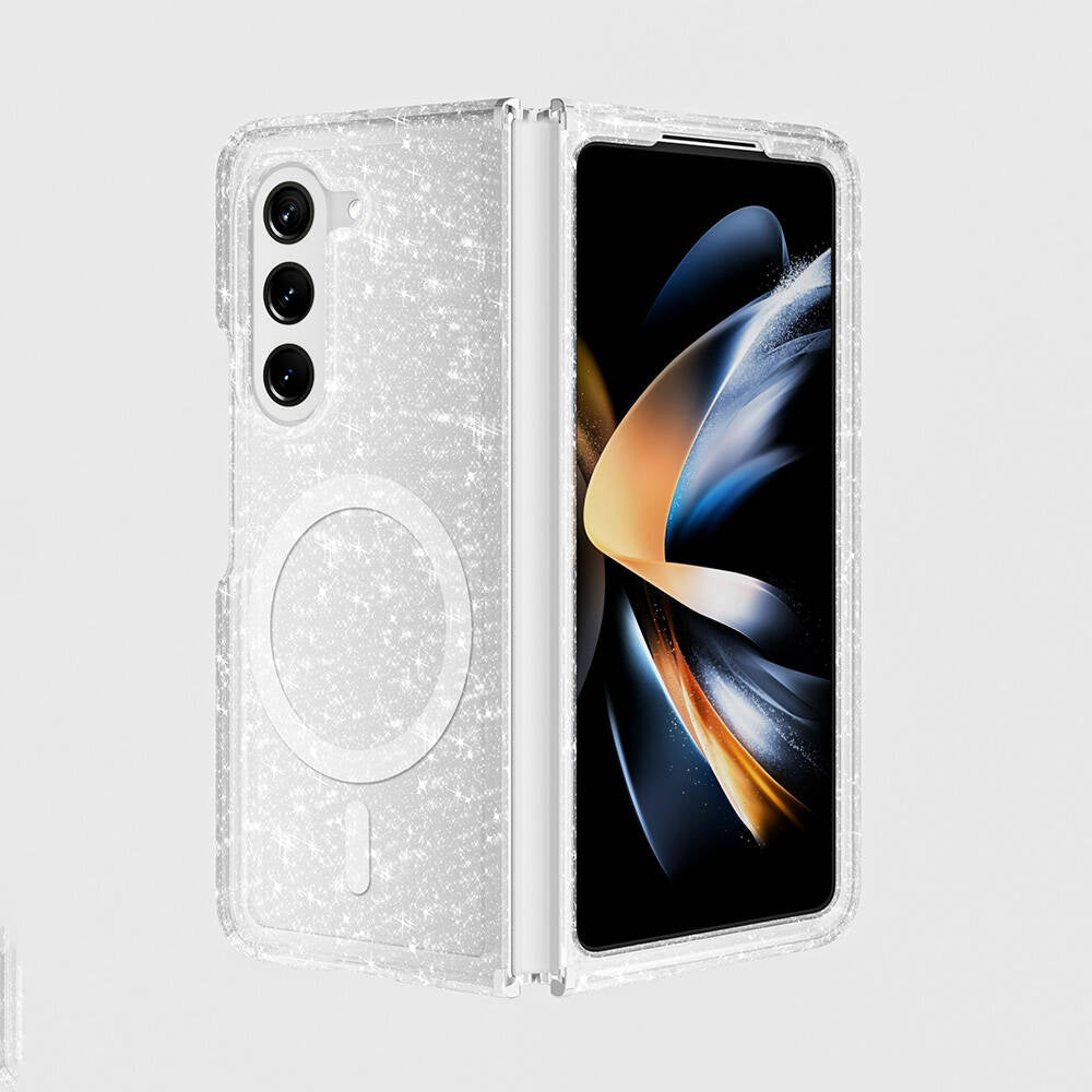 Galaxy Z Fold 6 Kılıf M-safe Şarj Özellikli Parlayan Simli Saydam Renkli Zore Allstar Kapak Mor