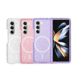 Galaxy Z Fold 6 Kılıf M-safe Şarj Özellikli Parlayan Simli Saydam Renkli Zore Allstar Kapak Pembe