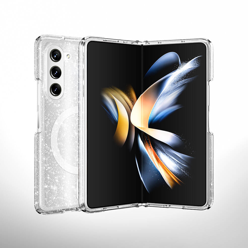 Galaxy Z Fold 6 Kılıf M-safe Şarj Özellikli Parlayan Simli Saydam Renkli Zore Allstar Kapak Pembe