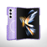 Galaxy Z Fold 6 Kılıf M-safe Şarj Özellikli Parlayan Simli Saydam Renkli Zore Allstar Kapak Mor