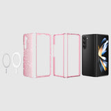 Galaxy Z Fold 6 Kılıf M-safe Şarj Özellikli Parlayan Simli Saydam Renkli Zore Allstar Kapak Pembe