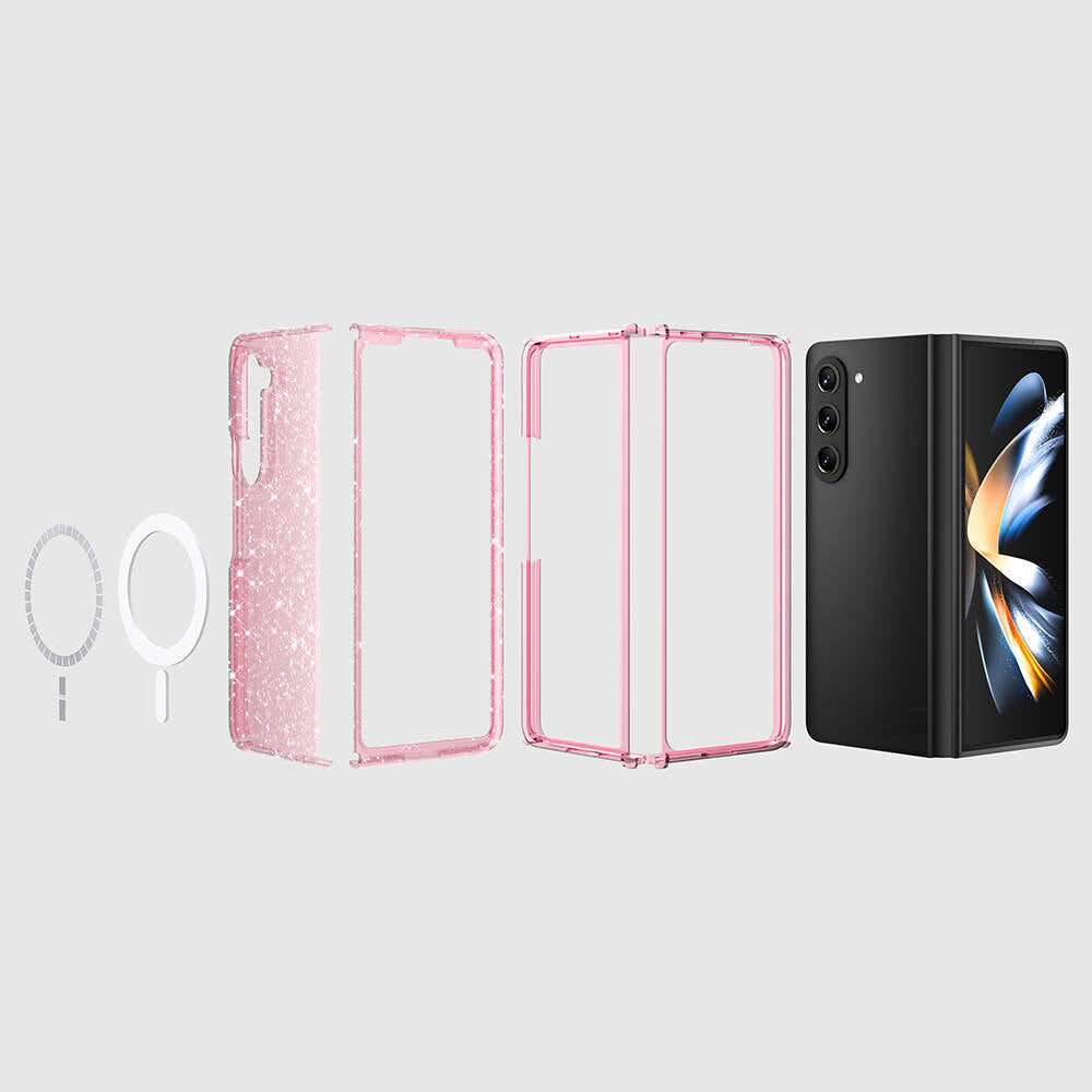 Galaxy Z Fold 6 Kılıf M-safe Şarj Özellikli Parlayan Simli Saydam Renkli Zore Allstar Kapak Mor