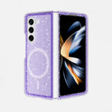 Galaxy Z Fold 6 Kılıf M-safe Şarj Özellikli Parlayan Simli Saydam Renkli Zore Allstar Kapak Mor