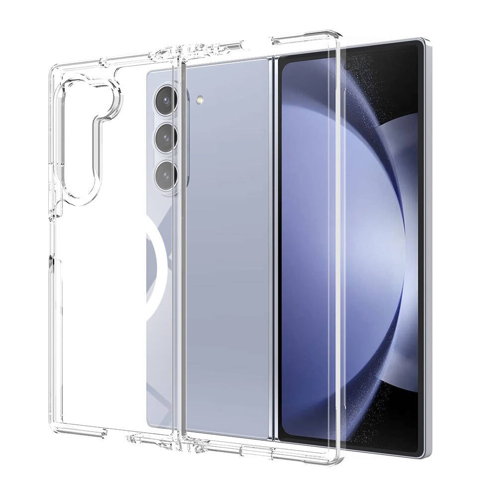 Galaxy Z Fold 6 Kılıf M-safe Şarj Özellikli Şeffaf Sert PC Zore Embos Kapak Şeffaf