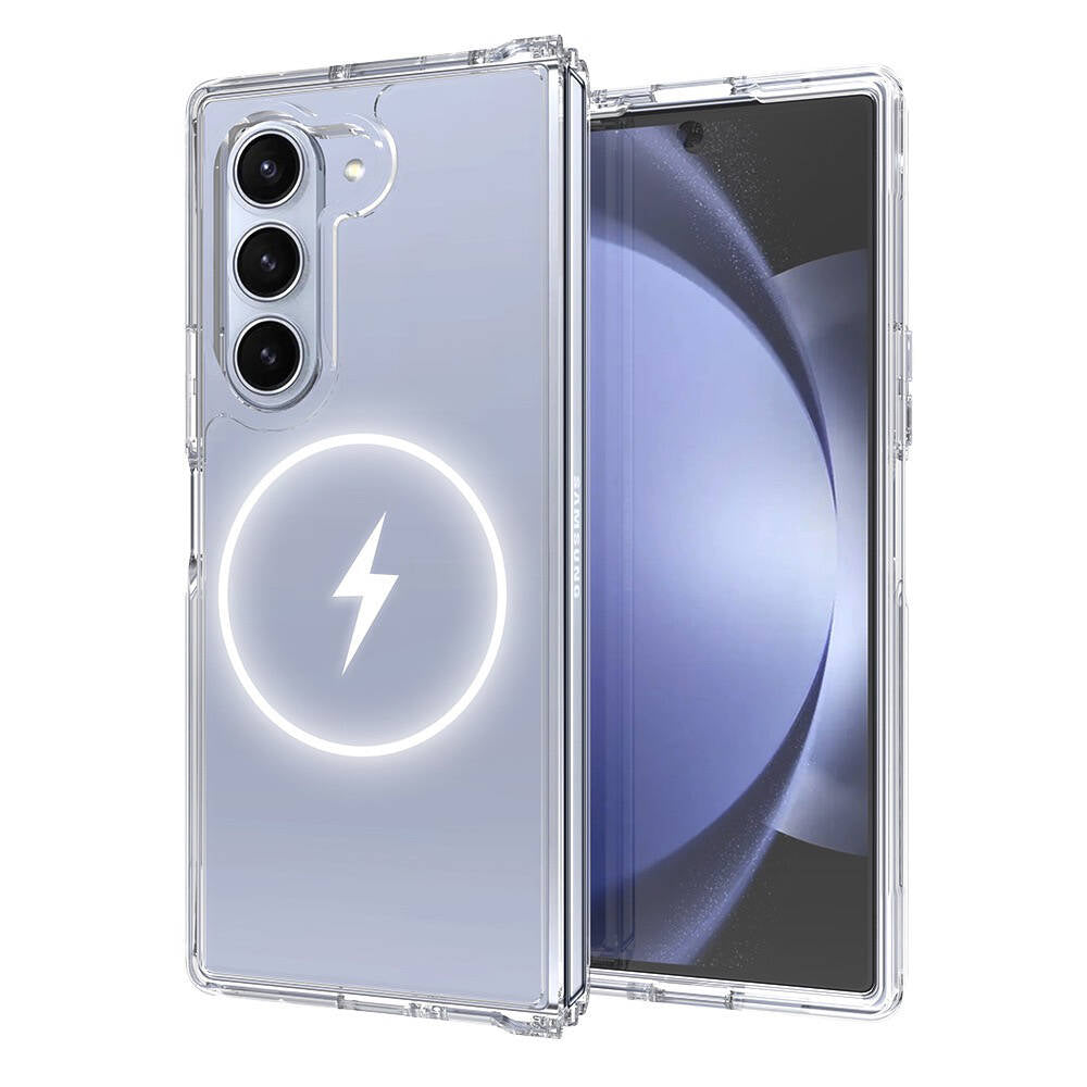 Galaxy Z Fold 6 Kılıf M-safe Şarj Özellikli Şeffaf Sert PC Zore Embos Kapak Şeffaf
