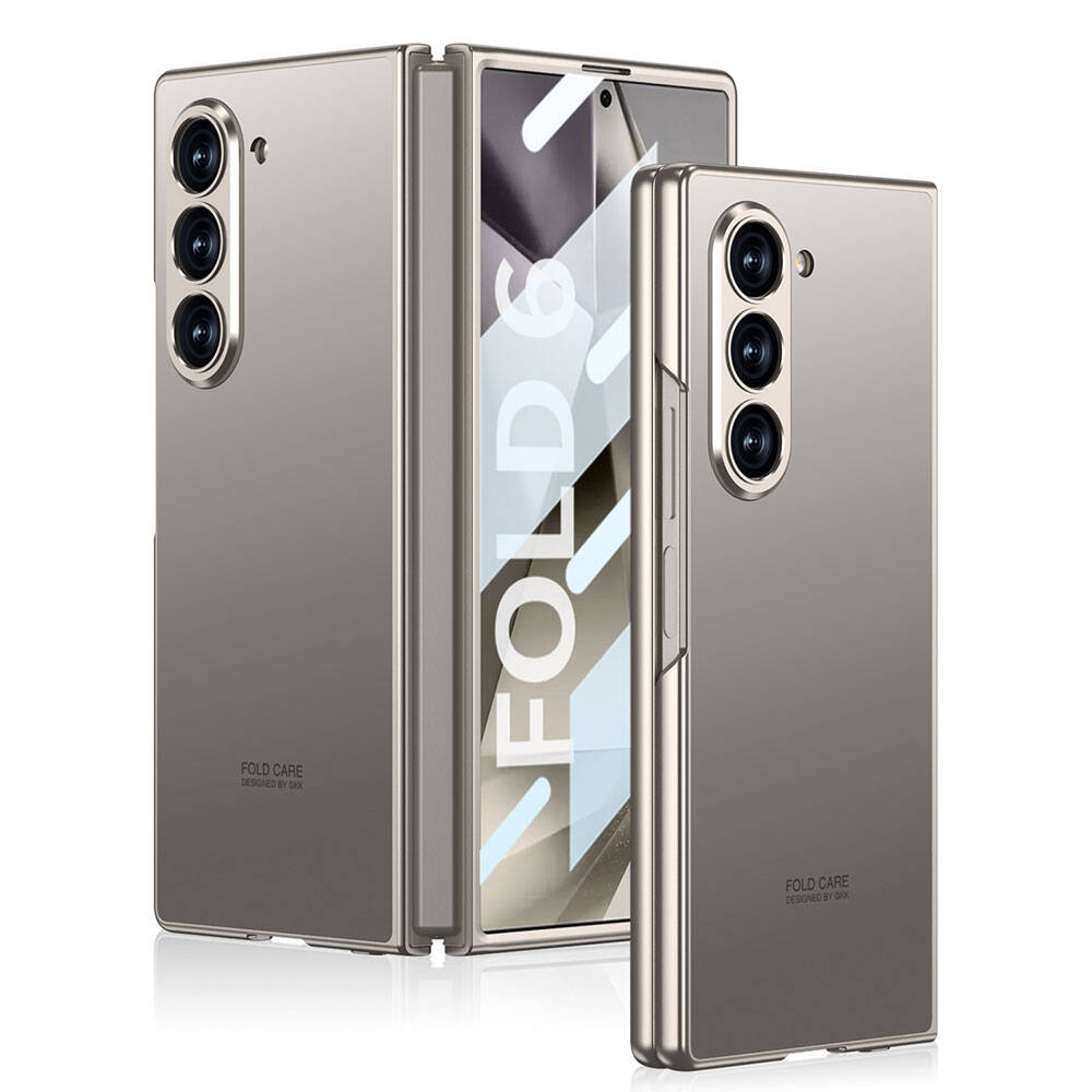 Galaxy Z Fold 6 Kılıf Titanyum Metal Tasarımlı Zore Kıpta Caz Kapak Siyah