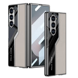 Galaxy Z Fold 6 Kılıf Ultra İnce Kamera Korumalı PC + Deri Arka Yüzey Zore Kıpta Poligan Kapak Gri