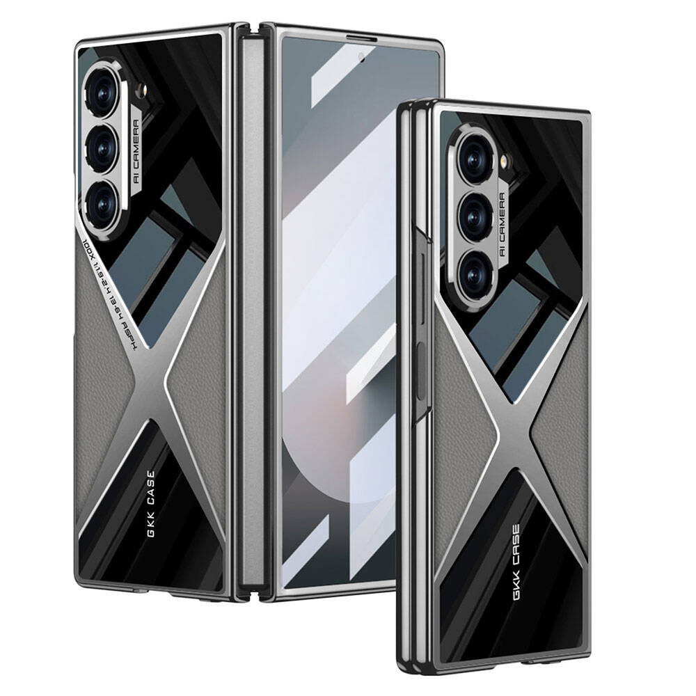 Galaxy Z Fold 6 Kılıf Ultra İnce Kamera Korumalı PC + Deri Arka Yüzey Zore X-Pro Kapak Siyah
