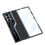 Galaxy Z Fold 6 Kılıf Ultra İnce Kamera Korumalı PC + Karbon Fiber Tasarımlı Arka Yüzey Zore Kıpta Poligan Kapak Siyah