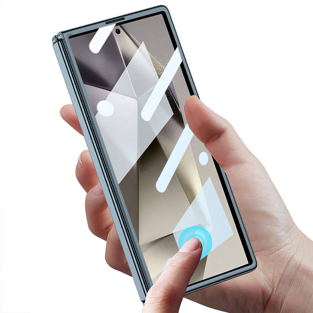 Galaxy Z Fold 6 Kılıf Zore Full Camlı Kıpta Kapak Gümüş