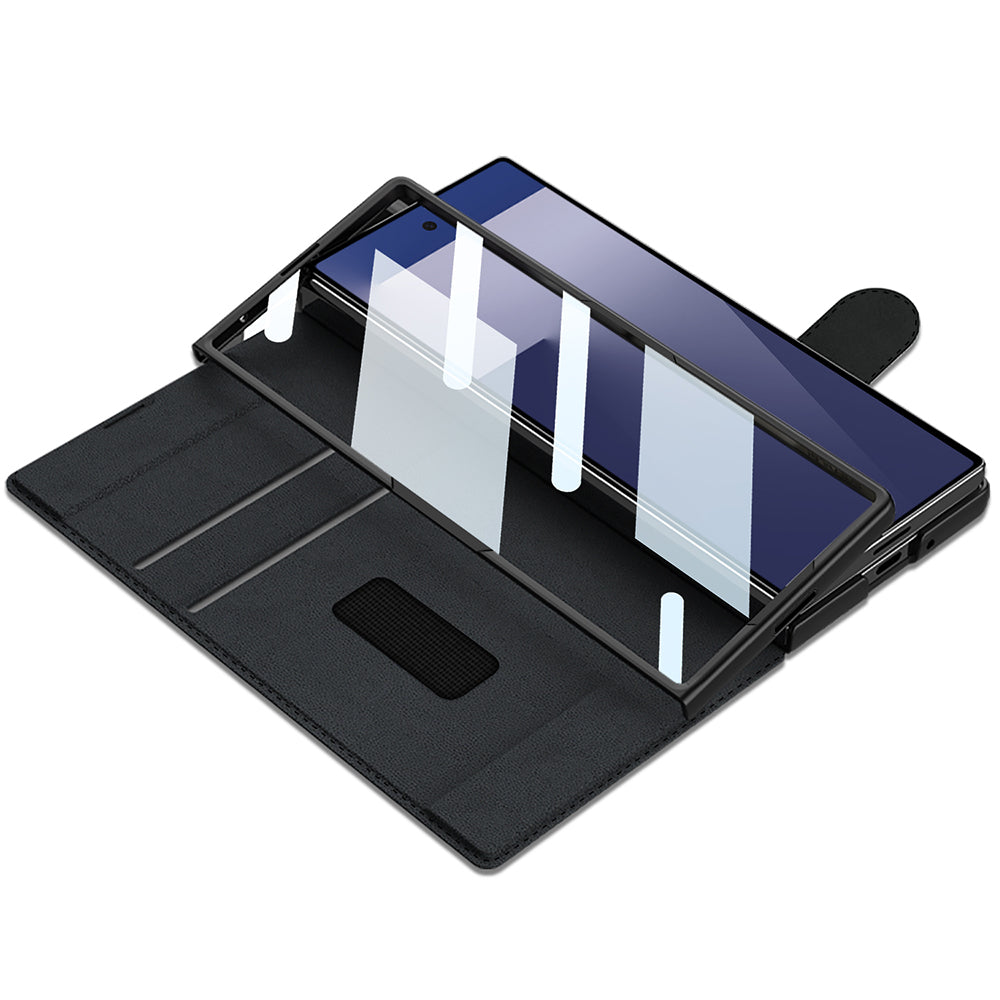 Samsung Galaxy Z Fold 7 Kamera Korumalı Kadife Tasarımlı Kıpta Kalem Bölmeli Fest Kılıf Titanyum