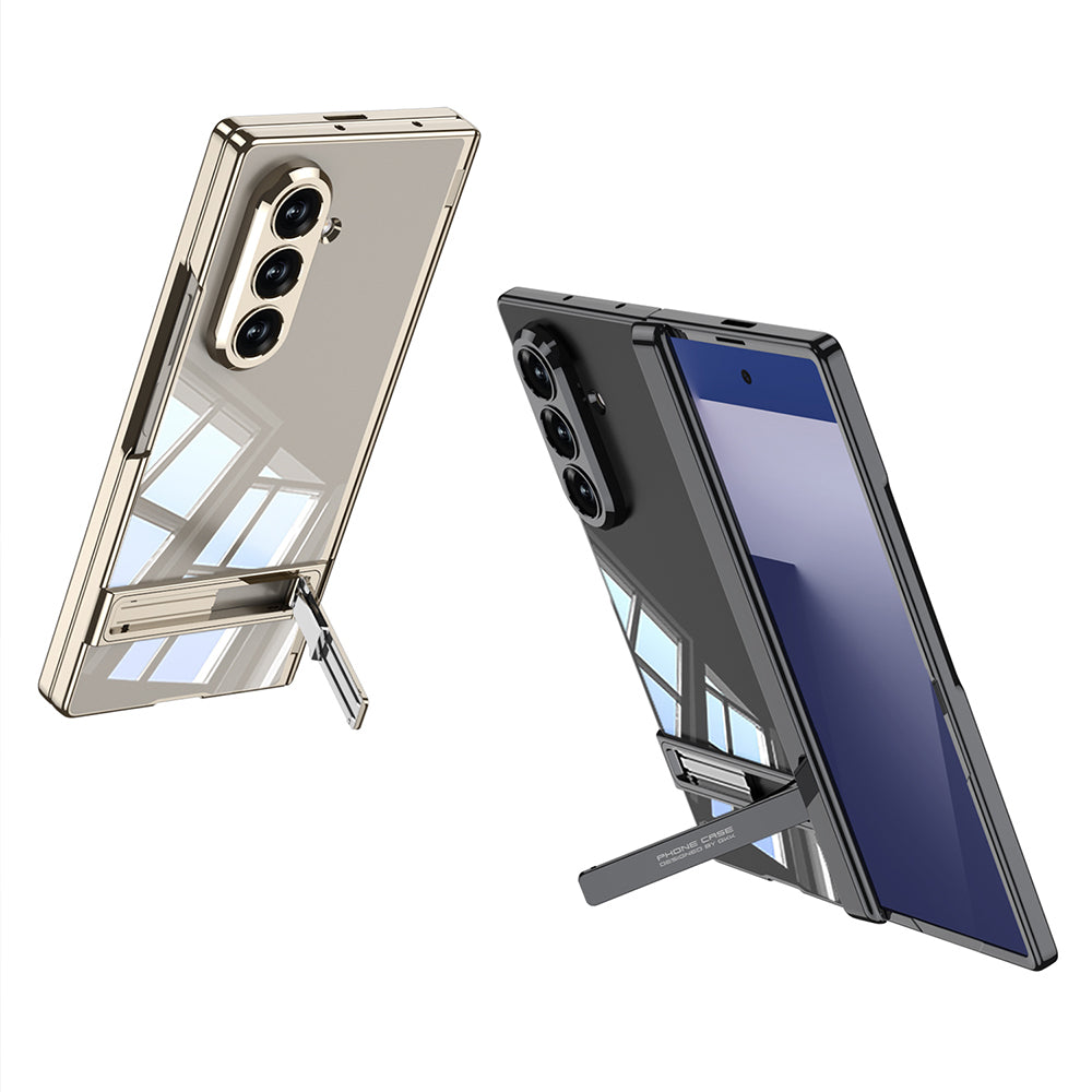 Galaxy Z Fold 7 Kılıf Kamera Korumalı Şeffaf Tasarımlı Zore Lego Standlı Kapak Gümüş
