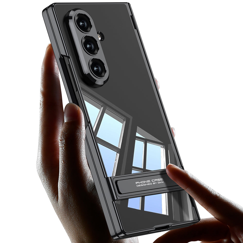 Galaxy Z Fold 7 Kılıf Kamera Korumalı Şeffaf Tasarımlı Zore Lego Standlı Kapak Gümüş