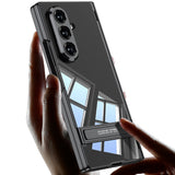 Samsung Galaxy Z Fold 7 Kamera Korumalı Şeffaf Tasarımlı Lego Standlı Kılıf Lacivert