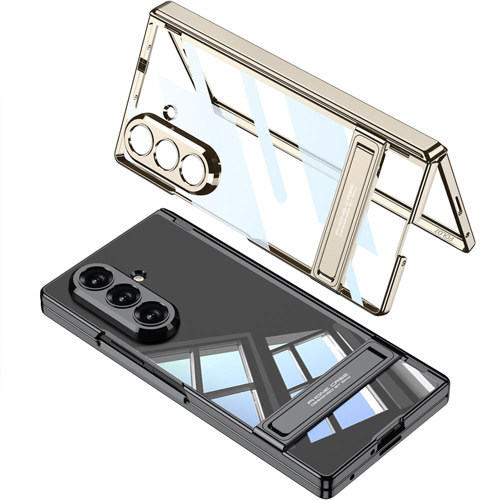 Samsung Galaxy Z Fold 7 Kamera Korumalı Şeffaf Tasarımlı Lego Standlı Kılıf Lacivert