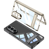 Samsung Galaxy Z Fold 7 Kamera Korumalı Şeffaf Tasarımlı Lego Standlı Kılıf Lacivert