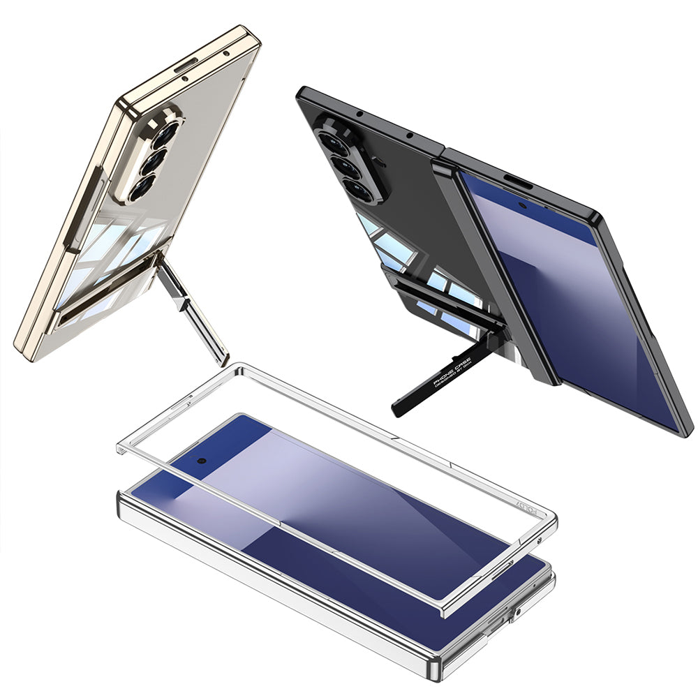 Galaxy Z Fold 7 Kılıf Kamera Korumalı Şeffaf Tasarımlı Zore Lego Standlı Kapak Gümüş