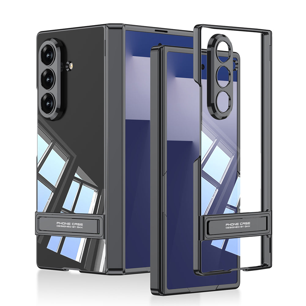 Galaxy Z Fold 7 Kılıf Kamera Korumalı Şeffaf Tasarımlı Zore Lego Standlı Kapak Gold