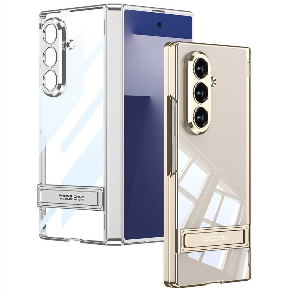 Samsung Galaxy Z Fold 7 Kamera Korumalı Şeffaf Tasarımlı Lego Standlı Kılıf Lacivert