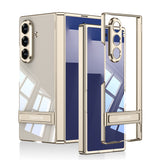 Galaxy Z Fold 7 Kılıf Kamera Korumalı Şeffaf Tasarımlı Zore Lego Standlı Kapak Gold