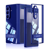 Samsung Galaxy Z Fold 7 Kamera Korumalı Şeffaf Tasarımlı Lego Standlı Kılıf Lacivert