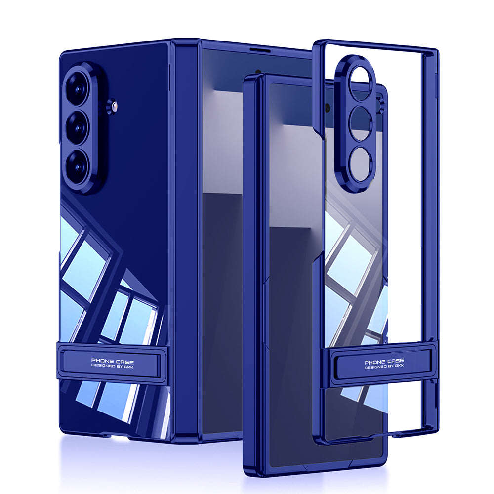 Samsung Galaxy Z Fold 7 Kamera Korumalı Şeffaf Tasarımlı Lego Standlı Kılıf Lacivert