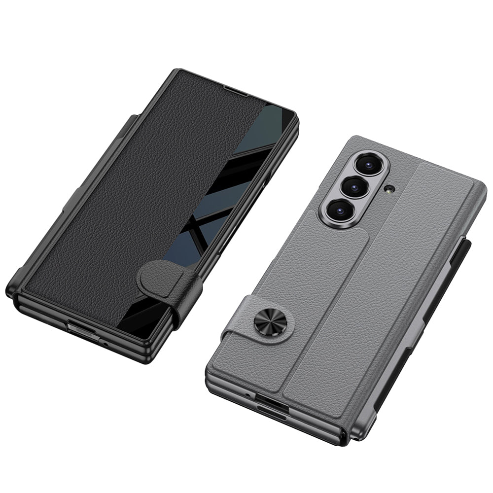 Galaxy Z Fold 7 Kılıf Kamera Korumalı Zore Kıpta Aynalı Kalem Bölmeli Fest Kapak Siyah