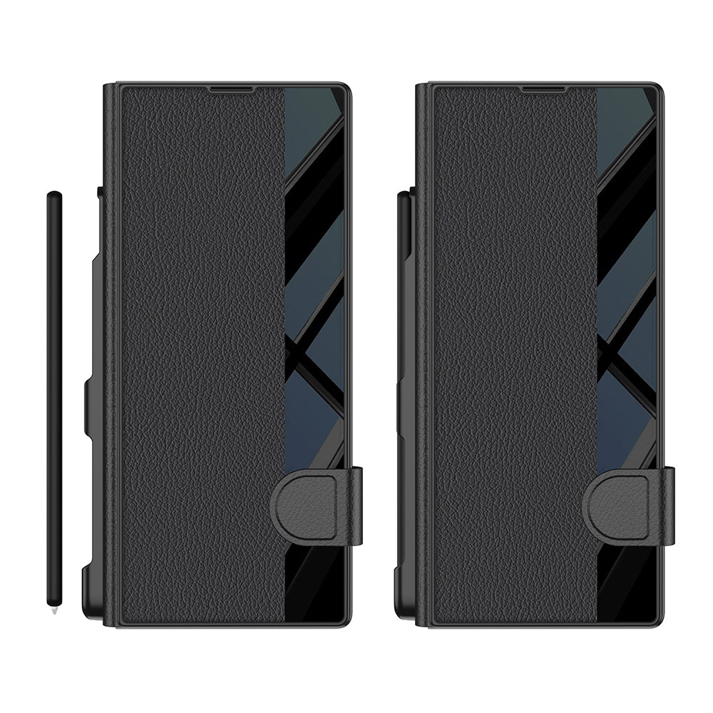 Galaxy Z Fold 7 Kılıf Kamera Korumalı Zore Kıpta Aynalı Kalem Bölmeli Fest Kapak Siyah