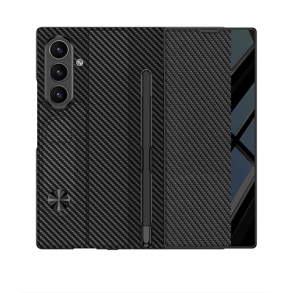 Galaxy Z Fold 7 Kılıf Kamera Korumalı Zore Kıpta Aynalı Kalem Bölmeli Fest Kapak Siyah