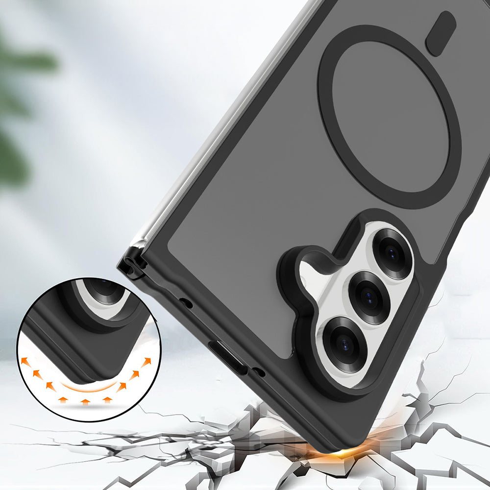 Galaxy Z Fold 7 Kılıf M-Safe Şarj Özellikli Kamera Korumalı Zore Lunex Kapak Siyah