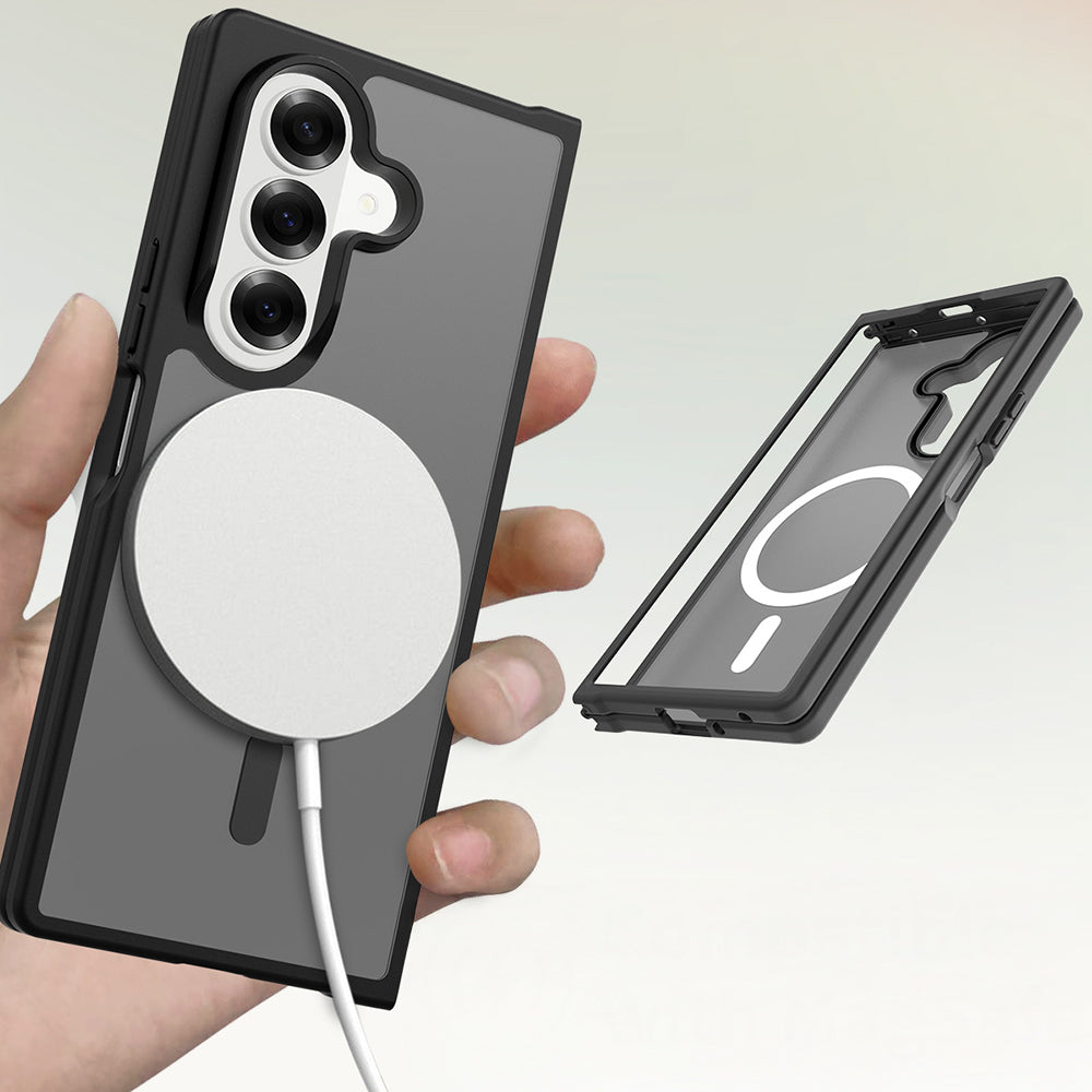 Galaxy Z Fold 7 Kılıf M-Safe Şarj Özellikli Kamera Korumalı Zore Lunex Kapak Siyah
