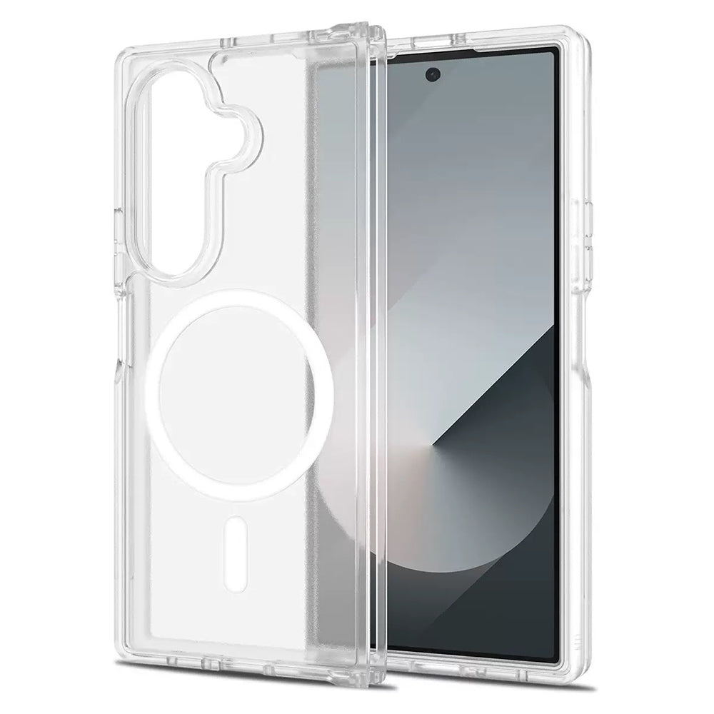Galaxy Z Fold 7 Kılıf M-safe Şarj Özellikli Şeffaf Sert PC Zore Embos Kapak Şeffaf