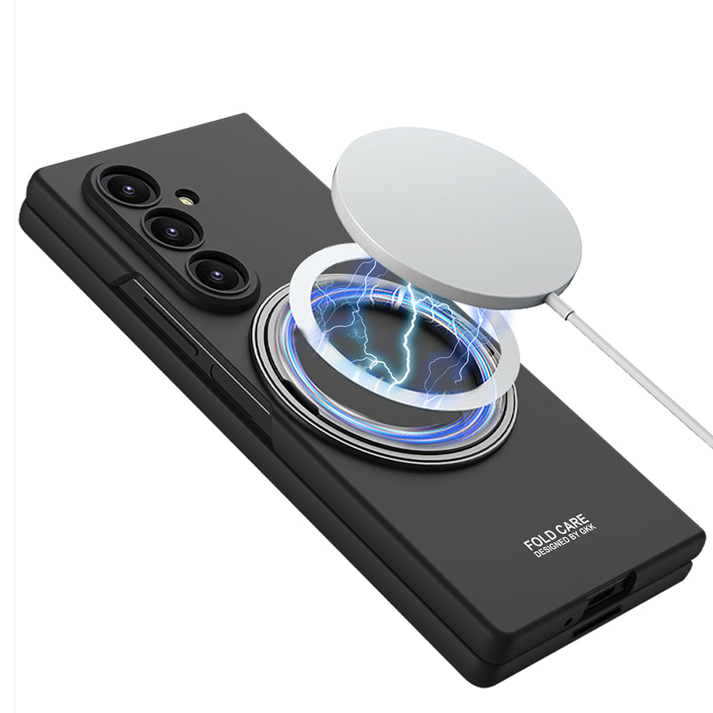 Galaxy Z Fold 7 Kılıf M-safe Şarj Özellikli Zore Kıpta Yüzüklü Kamera Korumalı Kapak Siyah