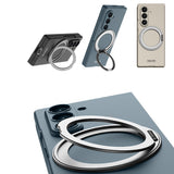 Galaxy Z Fold 7 Kılıf M-safe Şarj Özellikli Zore Kıpta Yüzüklü Kamera Korumalı Kapak Siyah