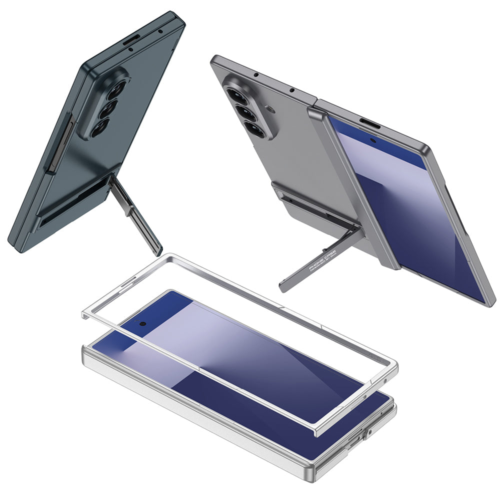 Samsung Galaxy Z Fold 7 Kıpta Standlı Kılıf Gri