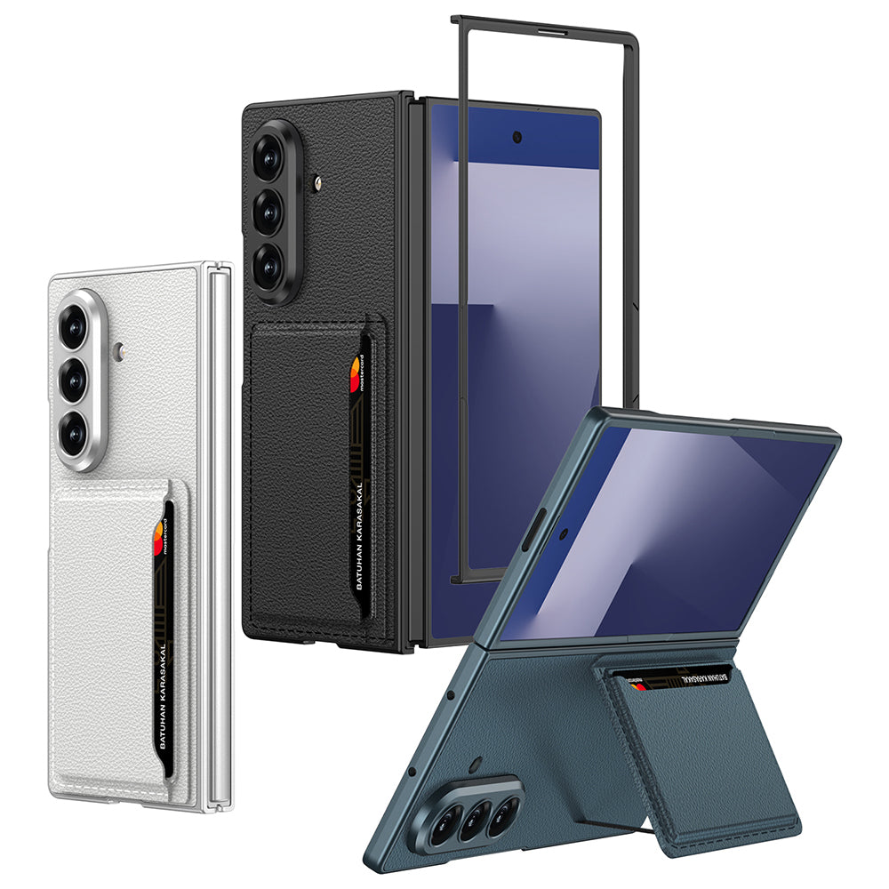 Galaxy Z Fold 7 Suni Deri Arka Yüzey Zore Kartlıklı Kıpta Silikon Kapak Yeşil