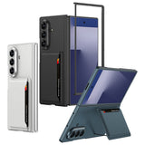 Galaxy Z Fold 7 Suni Deri Arka Yüzey Zore Kartlıklı Kıpta Silikon Kapak Yeşil