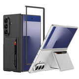 Galaxy Z Fold 7 Suni Deri Arka Yüzey Zore Kartlıklı Kıpta Silikon Kapak Yeşil