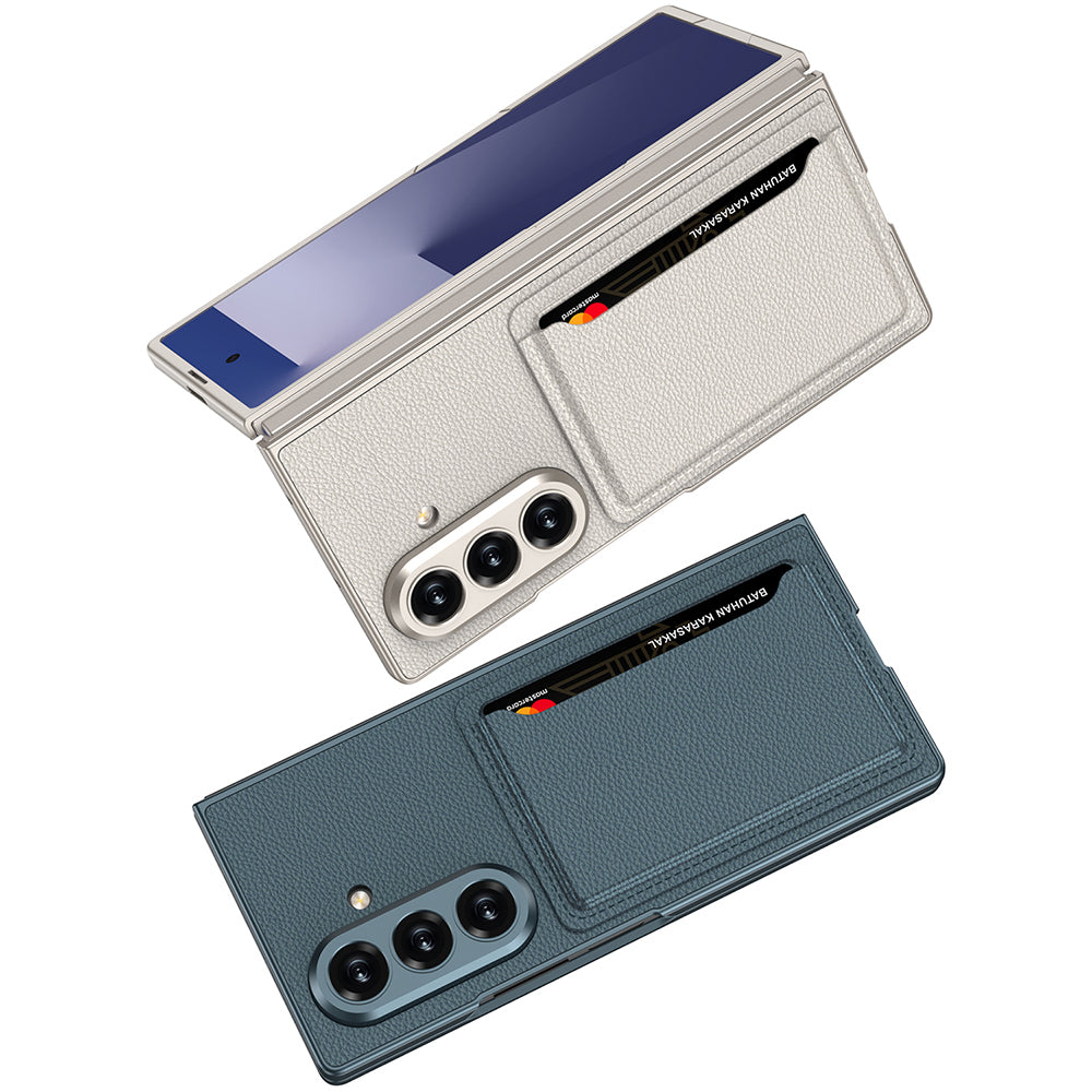 Galaxy Z Fold 7 Suni Deri Arka Yüzey Zore Kartlıklı Kıpta Silikon Kapak Yeşil