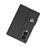 Galaxy Z Fold 8 Kılıf Karbon Fiber Tasarımlı Magnetik Tokalı Kartlıklı Zore Kıpta Zegna Kapak Siyah
