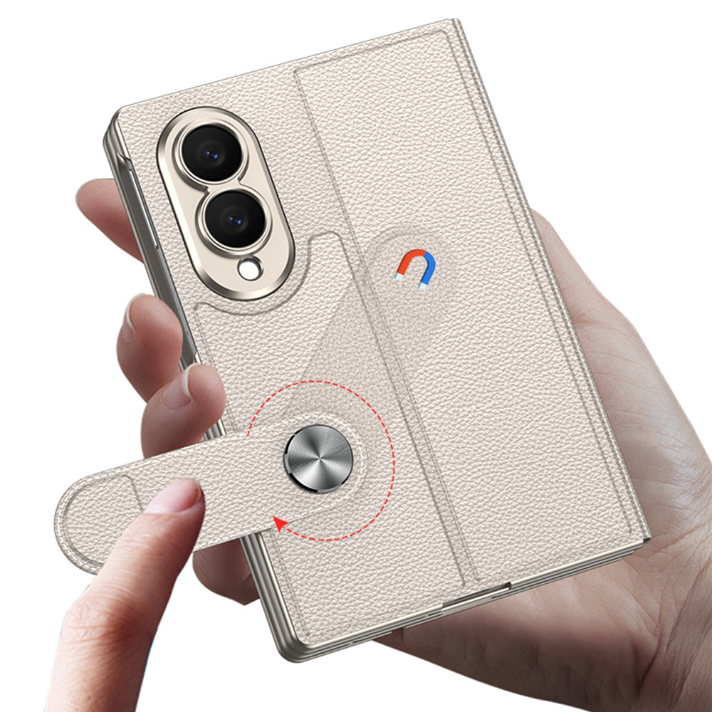Galaxy Z Fold 8 Kılıf Karbon Fiber Tasarımlı Magnetik Tokalı Kartlıklı Zore Kıpta Zegna Kapak Titanyum
