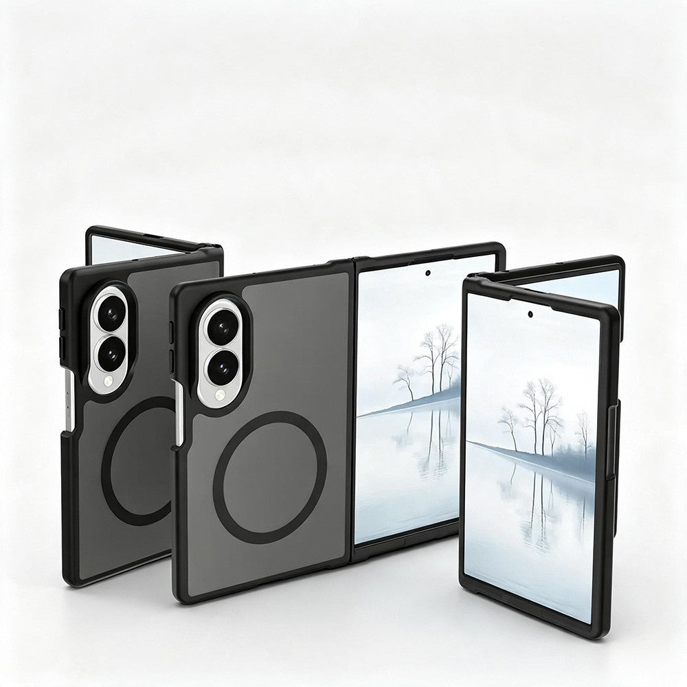 Samsung Galaxy Z Fold 8 Kılıf M-Safe Şarj Özellikli Kamera Korumalı Lunex Kapak Siyah