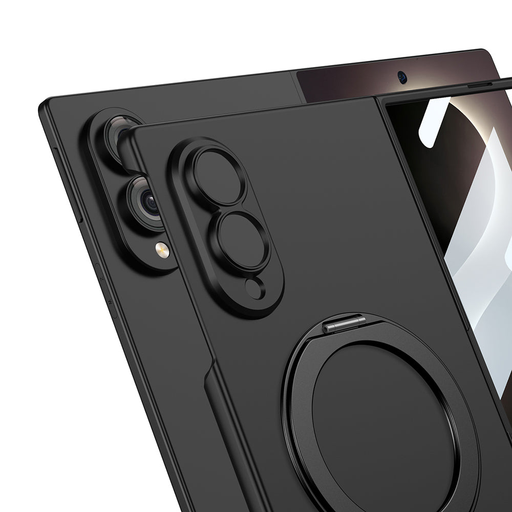 Galaxy Z Fold 8 Kılıf M-safe Şarj Özellikli Zore Kıpta Yüzüklü Kamera Korumalı Kapak Siyah