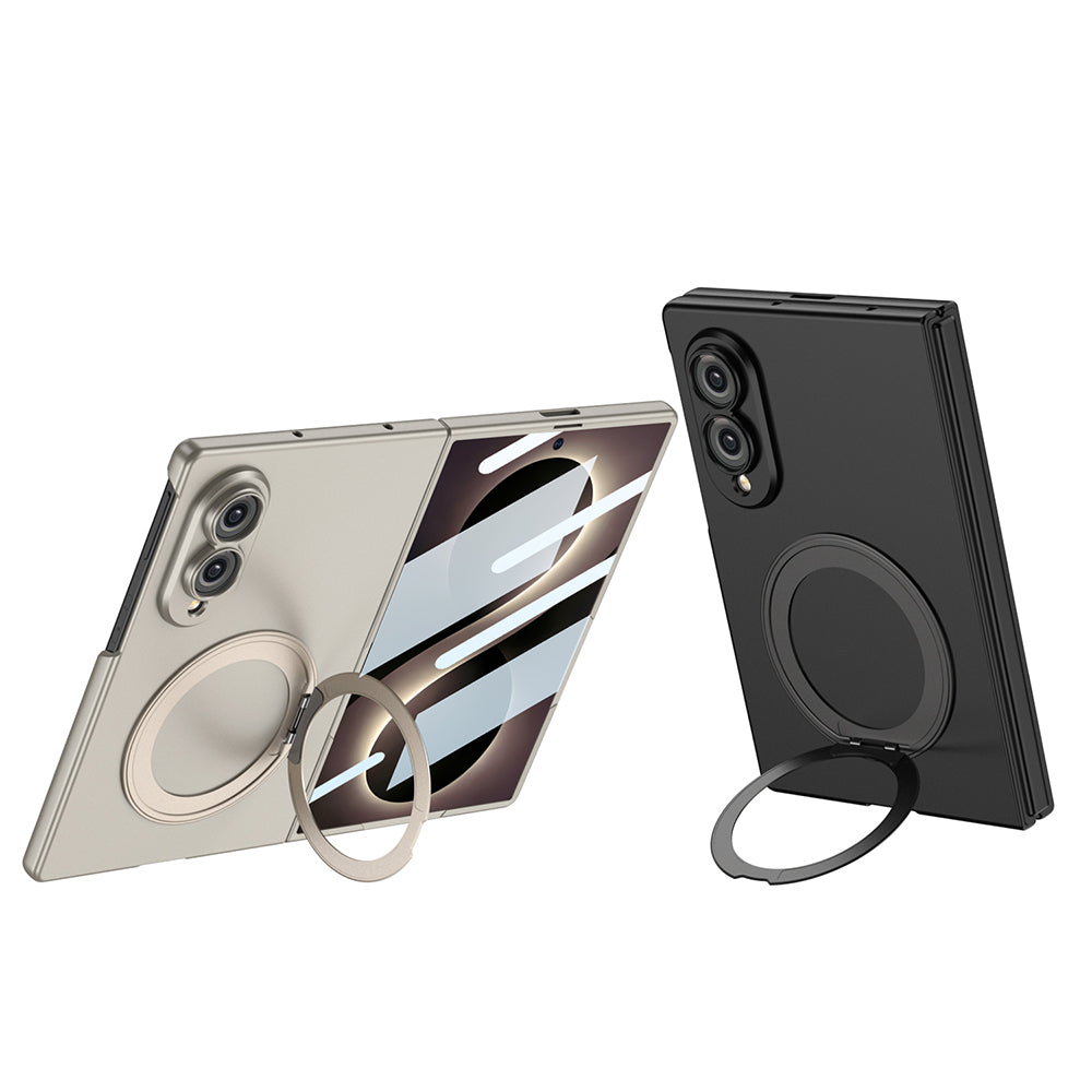 Galaxy Z Fold 8 Kılıf M-safe Şarj Özellikli Zore Kıpta Yüzüklü Kamera Korumalı Kapak Titanyum
