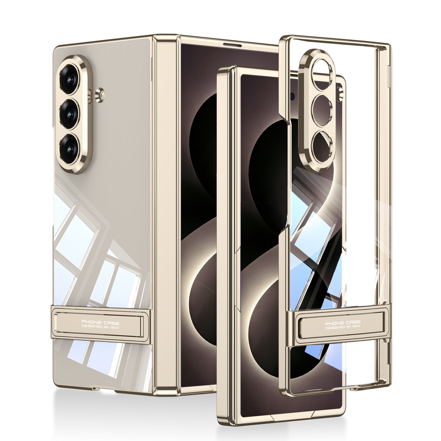 Galaxy Z Fold 8 Ultra Kılıf Kamera Korumalı Şeffaf Tasarımlı Zore Lego Standlı Kapak Titanyum