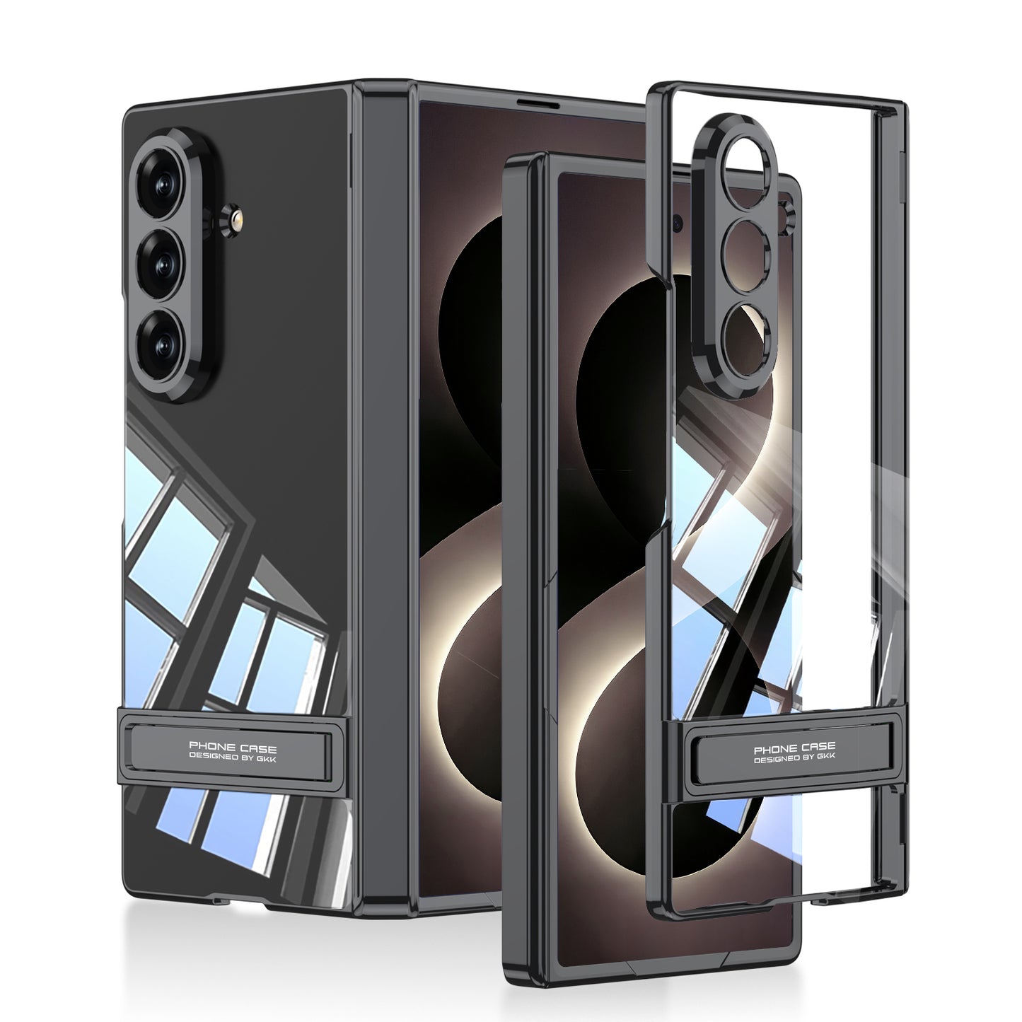 Galaxy Z Fold 8 Ultra Kılıf Kamera Korumalı Şeffaf Tasarımlı Zore Lego Standlı Kapak Siyah