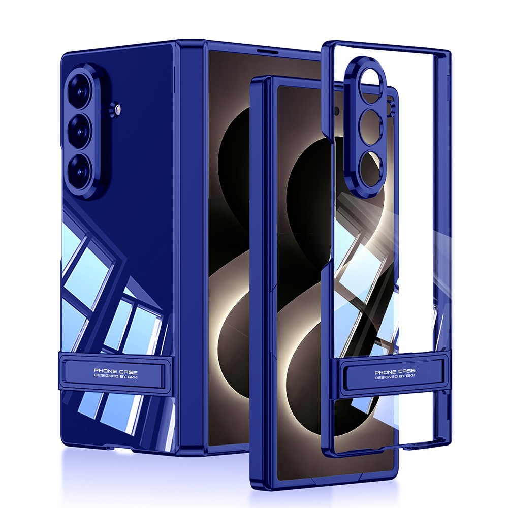 Samsung Galaxy Z Fold 8 Ultra Kılıf Kamera Korumalı Şeffaf Tasarımlı Lego Standlı Kapak Mavi