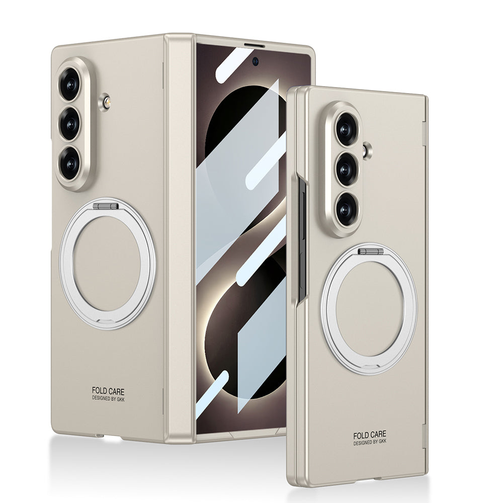 Galaxy Z Fold 8 Ultra Kılıf M-safe Şarj Özellikli Zore Kıpta KPT-07 Ring Standlı Sert PC Kapak Gri