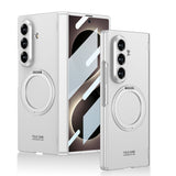 Galaxy Z Fold 8 Ultra Kılıf M-safe Şarj Özellikli Zore Kıpta KPT-07 Ring Standlı Sert PC Kapak Gümüş