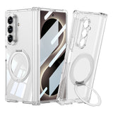 Galaxy Z Fold 8 Ultra Kılıf M-safe Şarj Özellikli Zore Kıpta KPT-09 Ring Standlı Şeffaf Sert PC Kapak Şeffaf